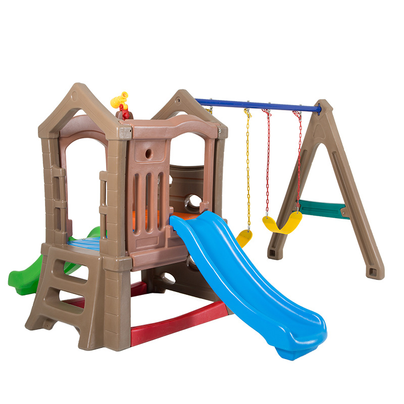 Kids Outdoor Slide Set - 高品質子供用屋内外兼用プラスチック製ダブルスライド遊具、キッズスライドとブランコセットの組み合わせ、ベビーガーデン用スライドおもちゃ