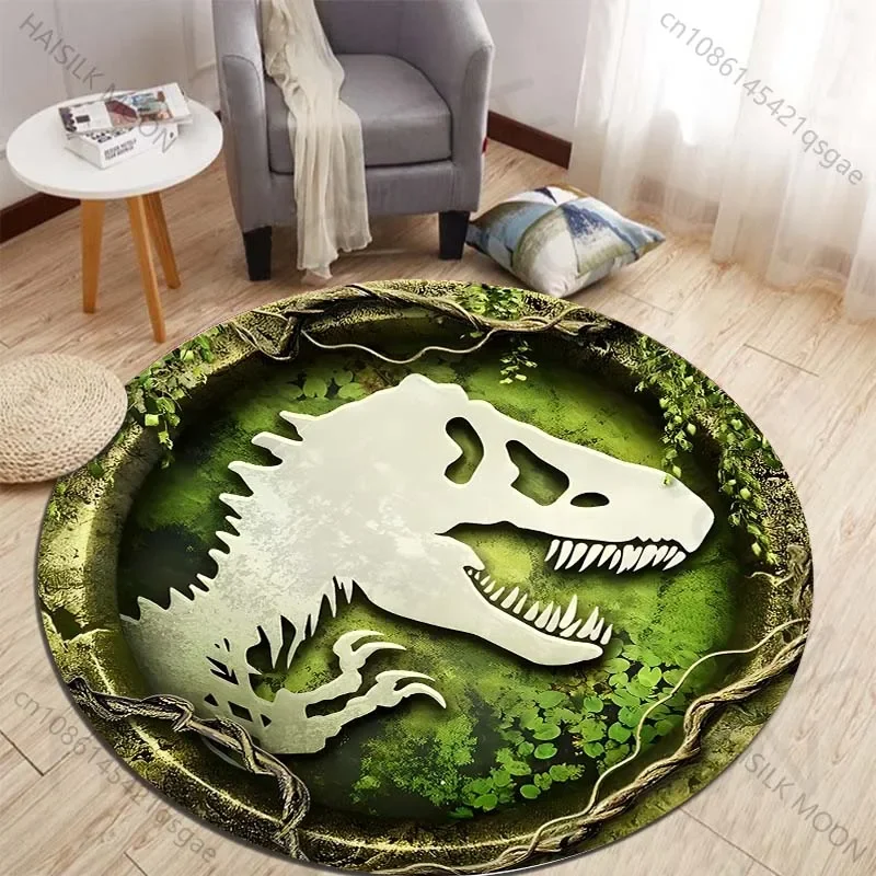 Kids Outdoor Mat - HD 3D恐竜プリントラウンドラグ、寝室用フロアマット、子供部屋用、家庭用バスチェアマット、カーペット、リビングルーム、ホームデコレーション
