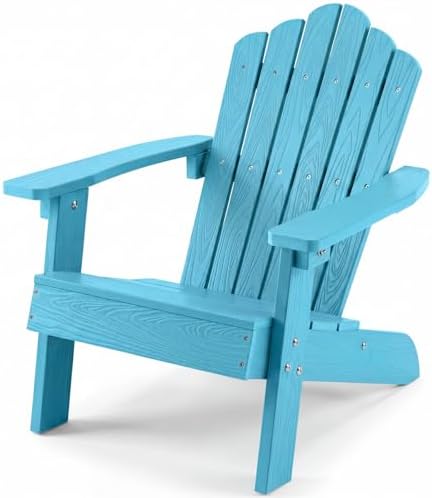 Kids Outdoor Adirondack Chair - キッズアディロンダックチェア、全天候型HIPS子供用アウトドアチェア、傾斜した高い背もたれ付き、幼児用ビーチチェア