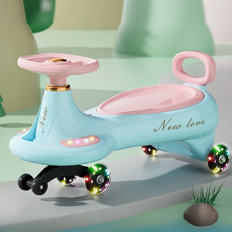 Kids Outdoor Tools - かわいい子供用スイングウィグルカー、転倒防止ユニバーサルホイール付きスライドカー、音楽とライト付き、子供用屋外インタラクティブ乗用玩具