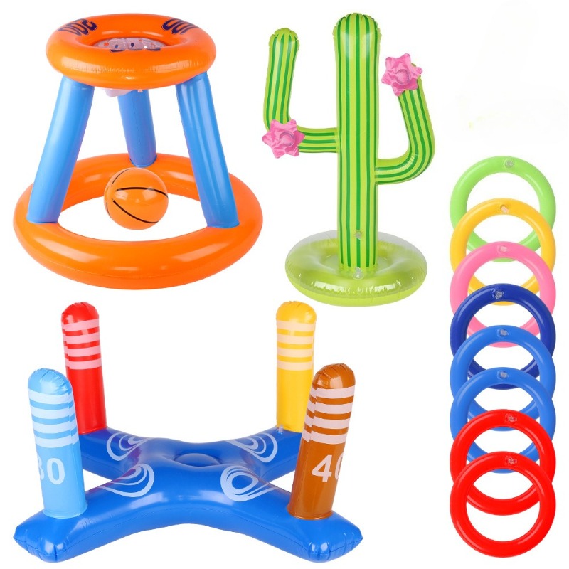 Kids Outdoor Games For Party - インフレータブルサボテン輪投げゲーム - 子供と大人のための楽しいPVCパーティーおもちゃ、プールサイドカーニバルゲーム小道具、屋外サマービーチパーティー