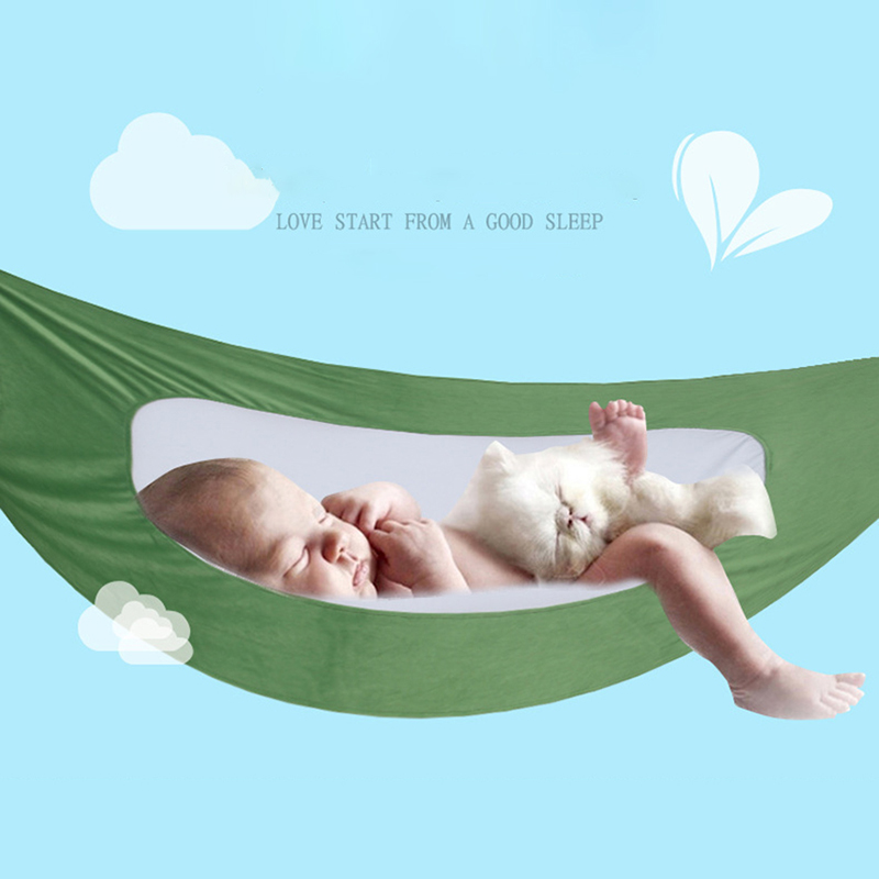 Kids Outdoor Hammock - 綿ハンモック新生児睡眠ベッド生地スイング屋内屋外ハンギングバスケット弾性通気性ポータブルハンモック
