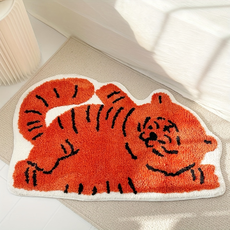 Kids Outdoor Mat - VIKAMA かわいい寝そべり猫エリアラグ、柔らかいプラッシュ素材の滑り止めフロアマット、子供部屋、保育園、ペットに優しい家の装飾に最適