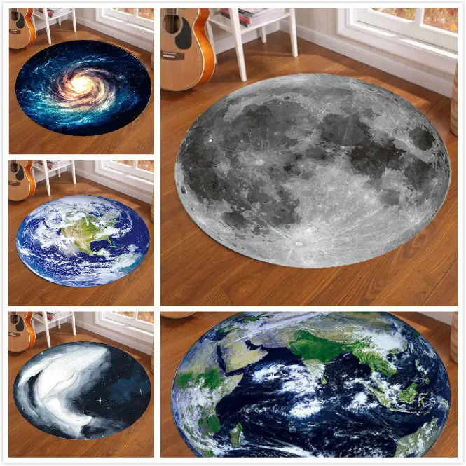 Kids Outdoor Mat - 子供部屋,銀河,地球,月,フロアマット,家の装飾,リビングルーム,ベッドルーム,エリア用の滑り止めラウンドカーペット