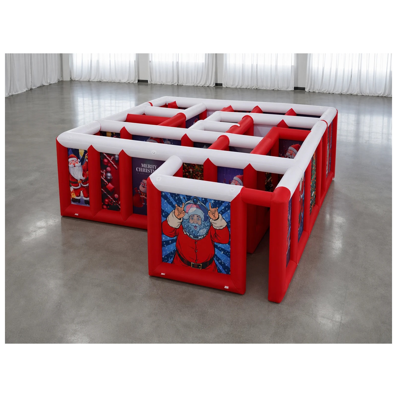 Kids Outdoor Games For Party - 大型赤白平屋根インフレータブル迷路 3×6m 10×20フィート 送風機付き スポーツゲーム 楽しいパーティーイベント