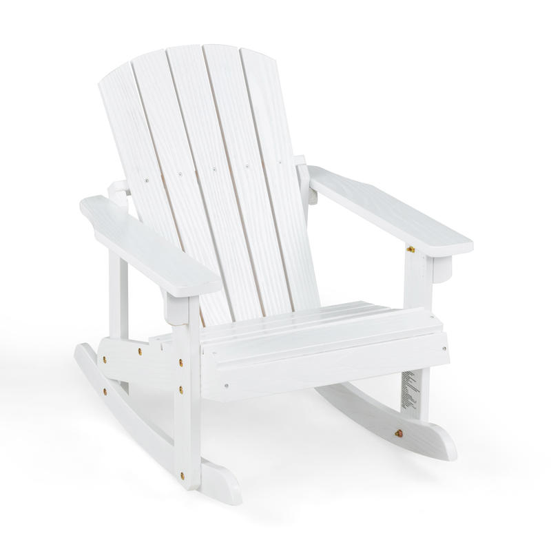 Kids Outdoor Adirondack Chair - 屋外用木製子供用アディロンダックロッキングチェア（スラットシート付き）-ホワイト