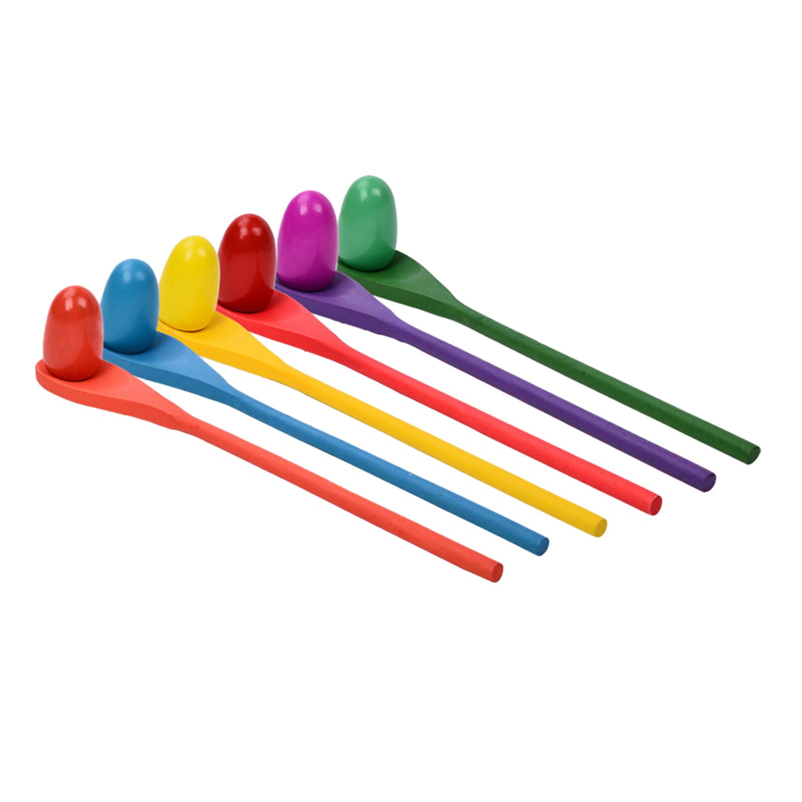 Kids Outdoor Games For Party - 6ピース エッグスプーンレースゲーム 手と目の協調性 就学前学習玩具 教育玩具 パーティー