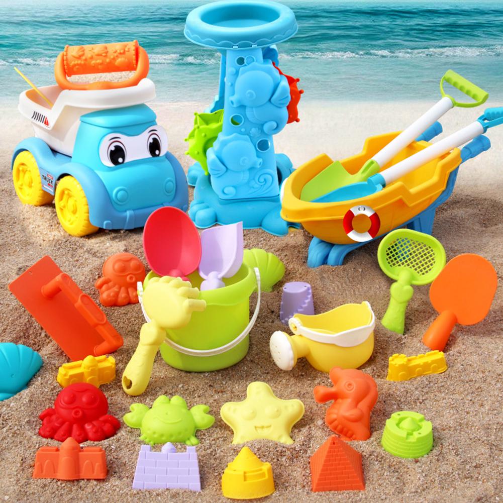 Kids Outdoor Tools - キッズビーチおもちゃセット ベビー砂遊び＆水遊びキット バケツ、シャベル、熊手、じょうろ付き 夏の屋外砂場遊び道具