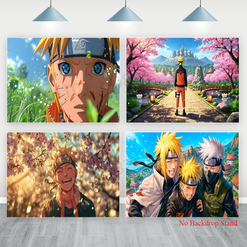 Kids Outdoor Movies - ナルト背景幕バナー男の子子供誕生日屋外パーティー装飾熱血アニメビニールポリエステル生地背景カバー