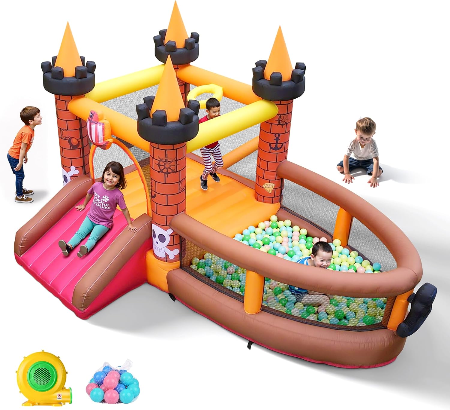 子供用インフレータブルバウンスハウス（3～8歳向け）：滑り台 - Kids Outdoor House のレビューと価格