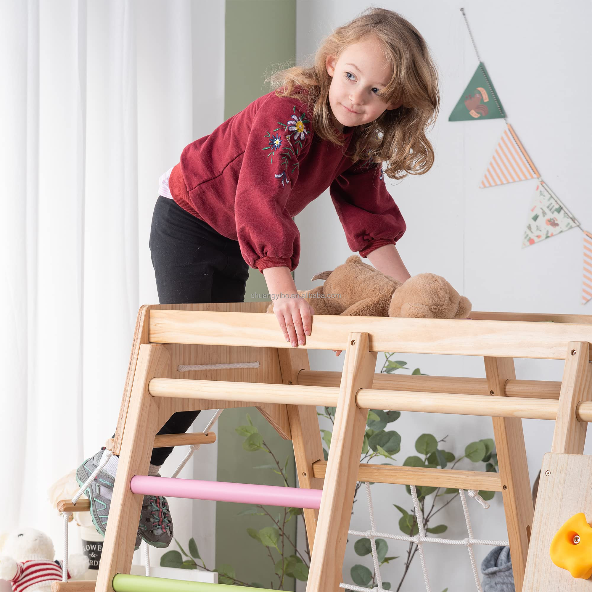 クライミングウォール遊園地製品 木製滑り台とブランコセット  - Kids Outdoor Slide Set のレビューと価格