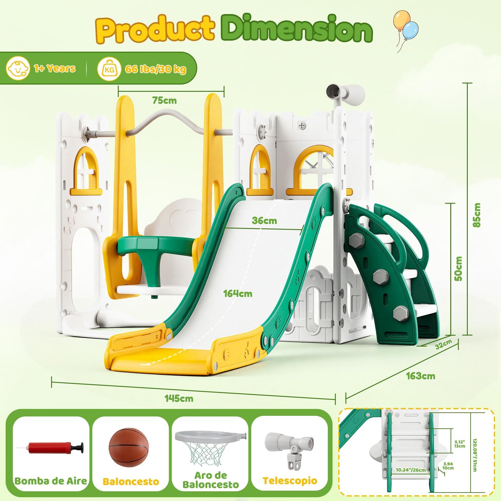 7 in 1 幼児用スライド＆スイングセット 室内・屋外用キ - Kids Outdoor Slide Set のレビューと価格