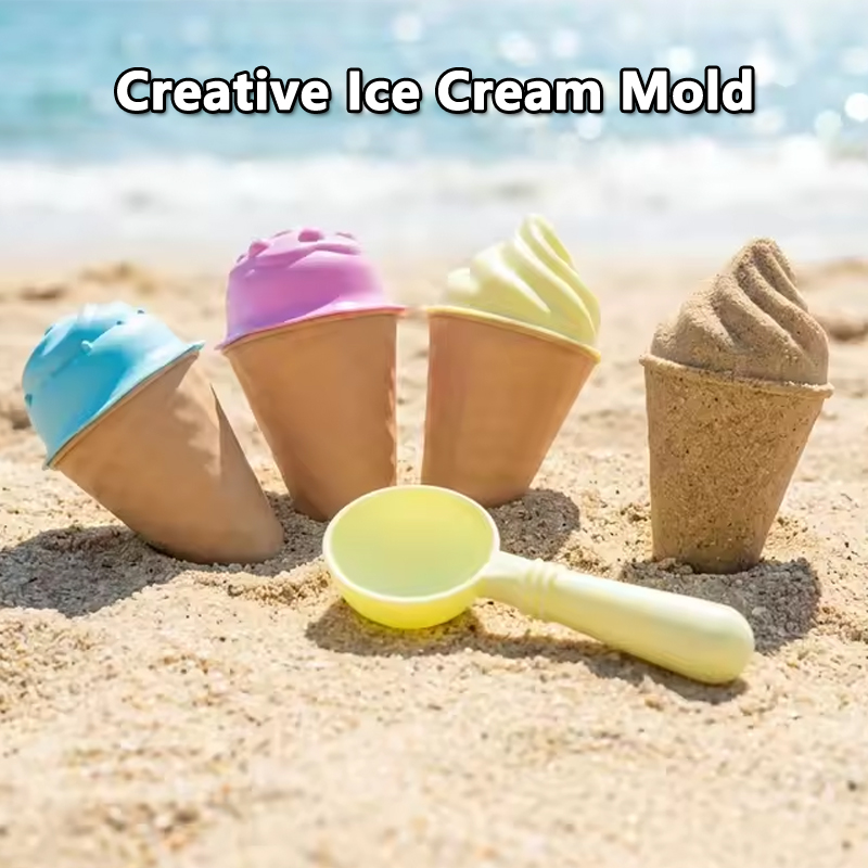 子供用アイスクリームコーン型砂遊びおもちゃセット、夏のビーチ - Kids Outdoor Tools のレビューと価格