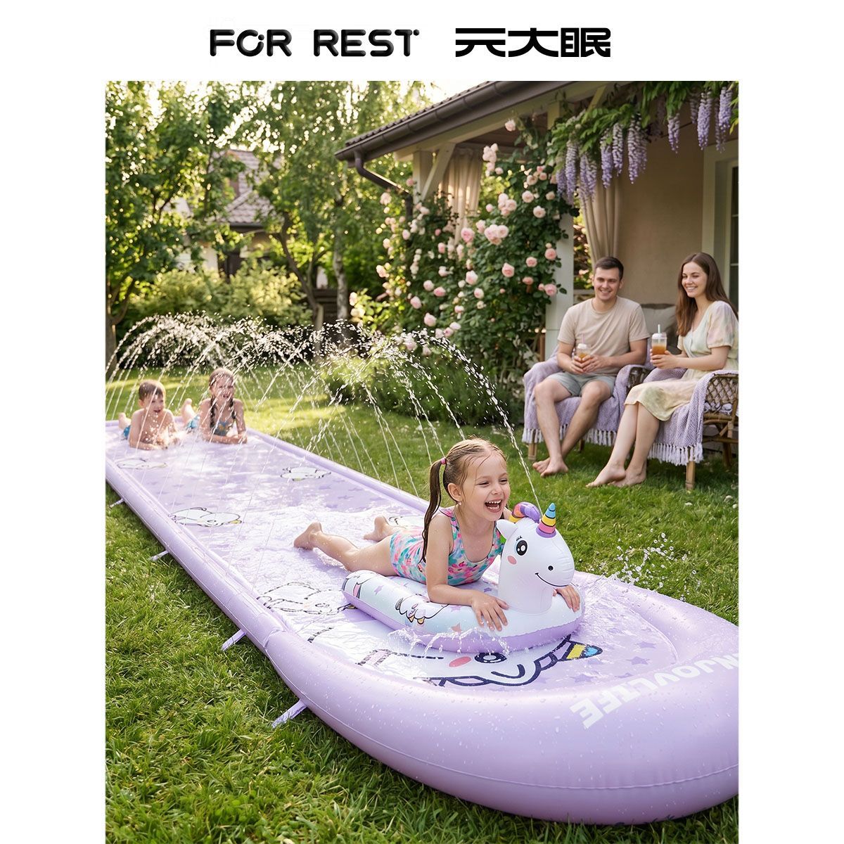 新しいユニコーンキッズ用インフレータブルウォータースライドマ - Kids Outdoor Mat のレビューと価格
