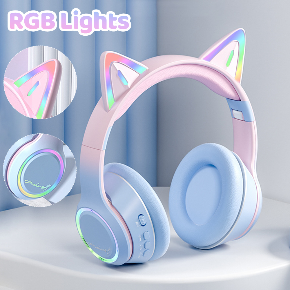 RGB 猫耳 Bluetooth ヘッドフォン女の子のための - Kids Outdoor Music のレビューと価格