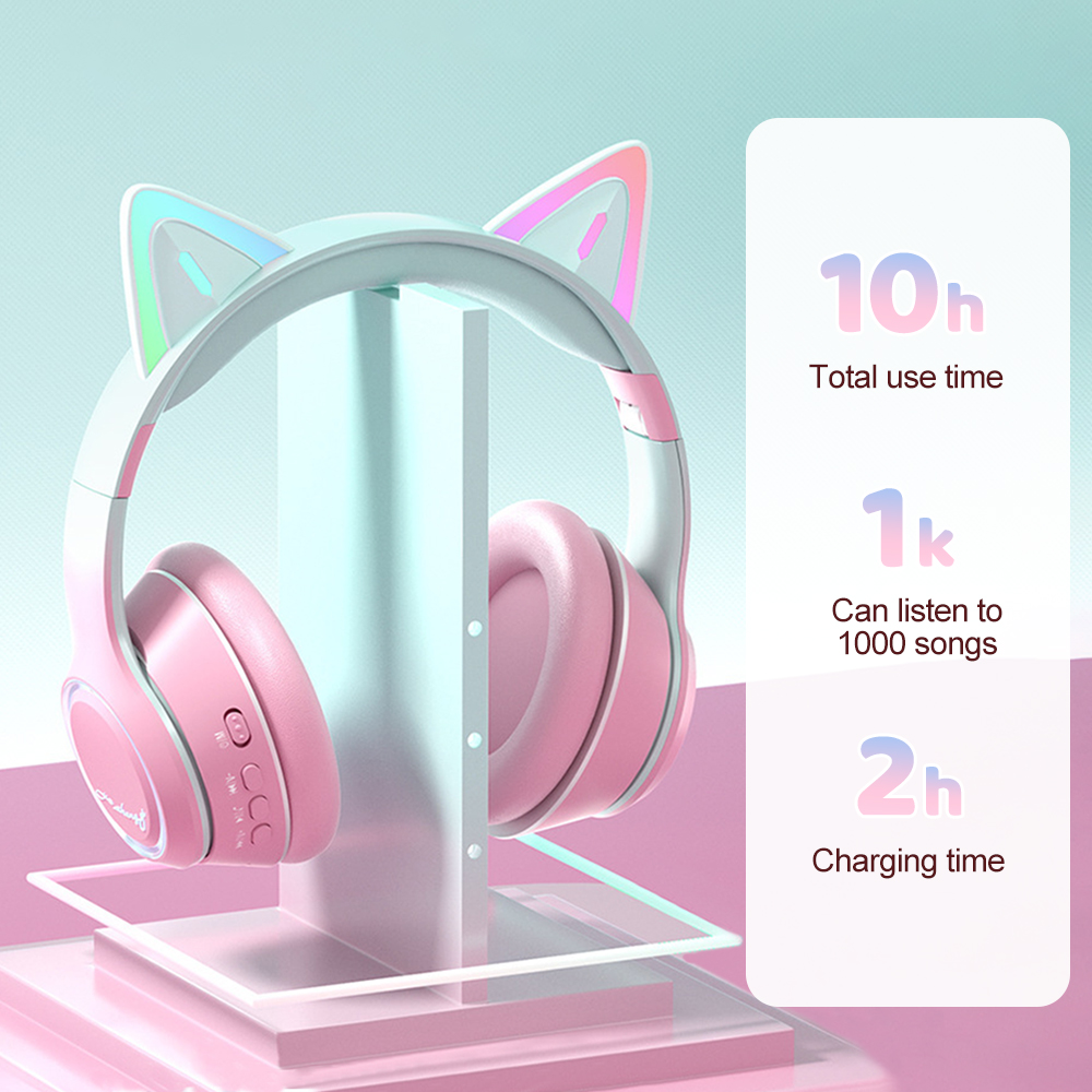 RGB 猫耳 Bluetooth ヘッドフォン女の子のための - Kids Outdoor Music のレビューと価格