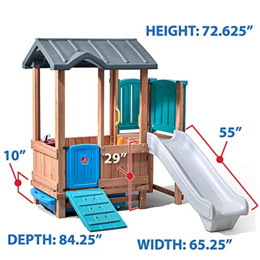 ウッドランドアドベンチャー プレイハウス＆スライド、子供用屋 - Kids Outdoor Slide Set のレビューと価格
