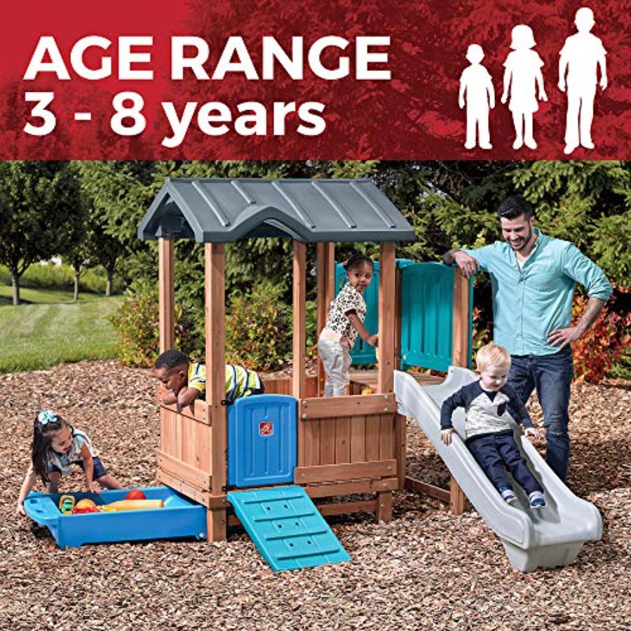 ウッドランドアドベンチャー プレイハウス＆スライド、子供用屋 - Kids Outdoor Slide Set のレビューと価格