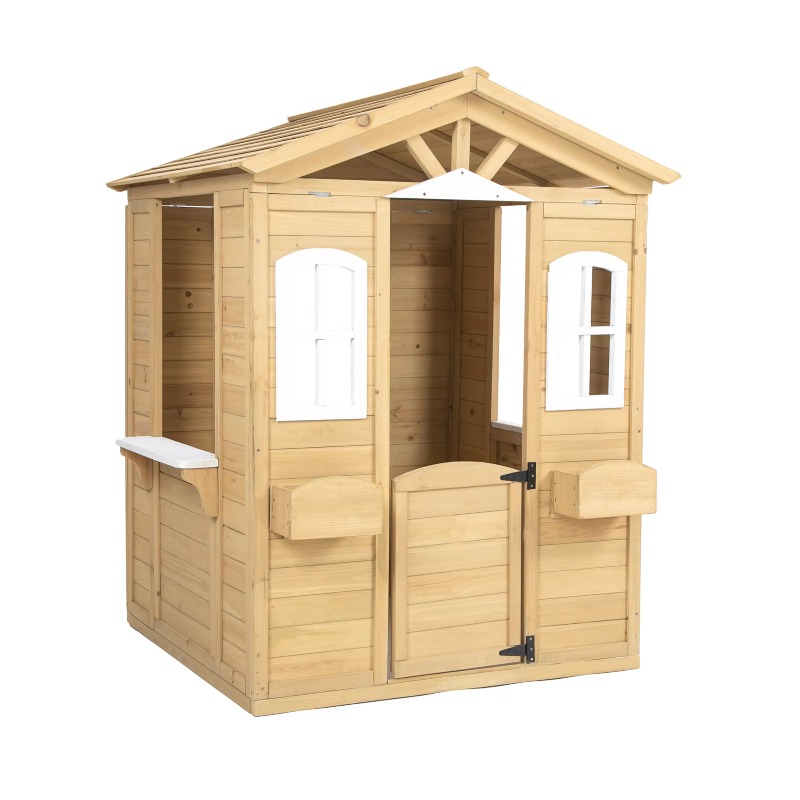 モダンでクラシックな木製キッズプレイハウス、屋外家具、開閉可 - Kids Outdoor Furniture のレビューと価格