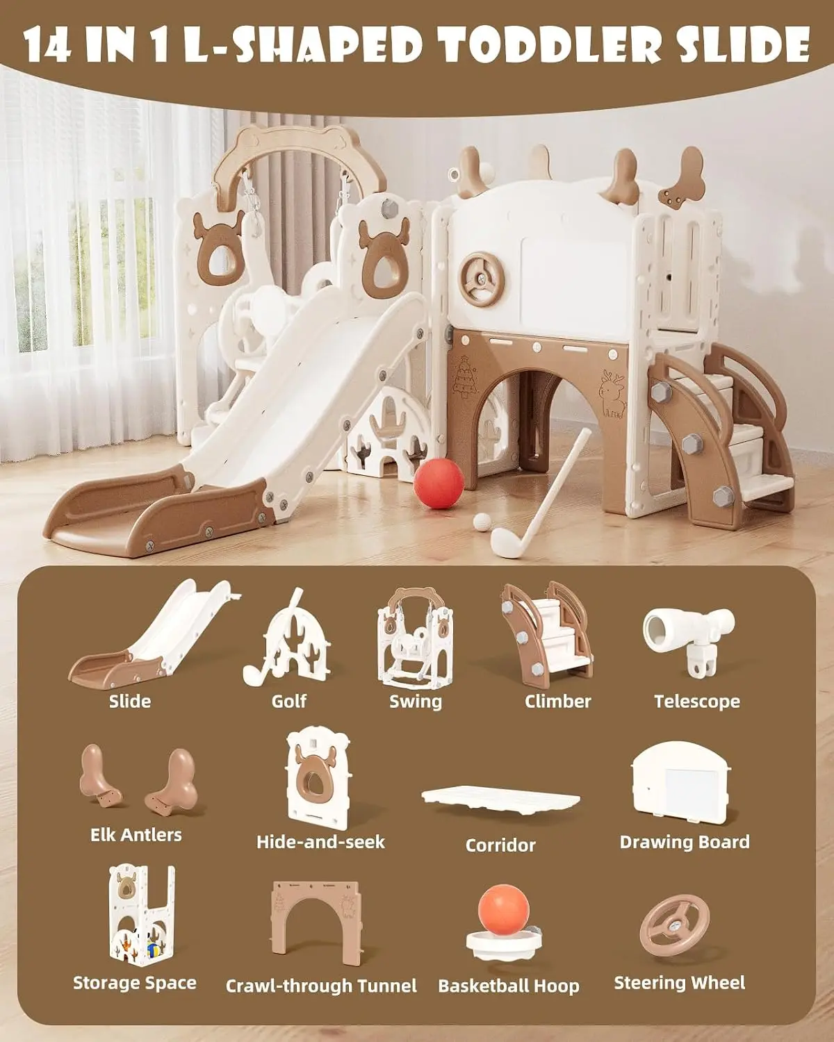 13-in-1幼児用スライド＆スイングセット、1歳以上のお子 - Kids Outdoor Slide Set のレビューと価格