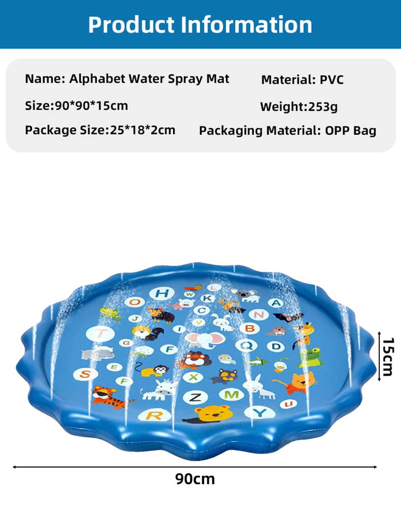 アルファベット型の空気注入式ウォータースプリンクラーパッド、 - Kids Outdoor Mat のレビューと価格