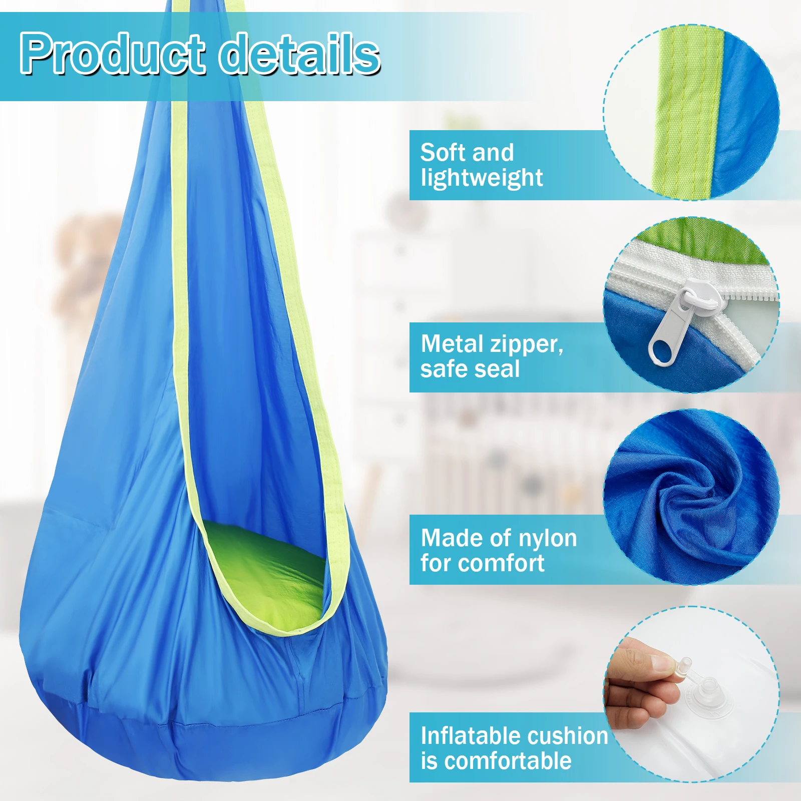 チェアセンサリースイングチェア キッズポッドスイングシート  - Kids Outdoor Hammock のレビューと価格