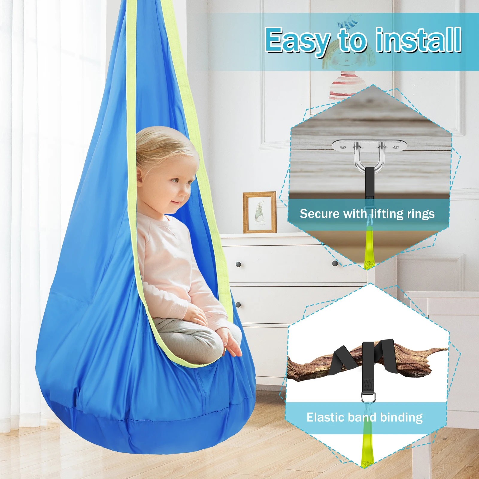 チェアセンサリースイングチェア キッズポッドスイングシート  - Kids Outdoor Hammock のレビューと価格