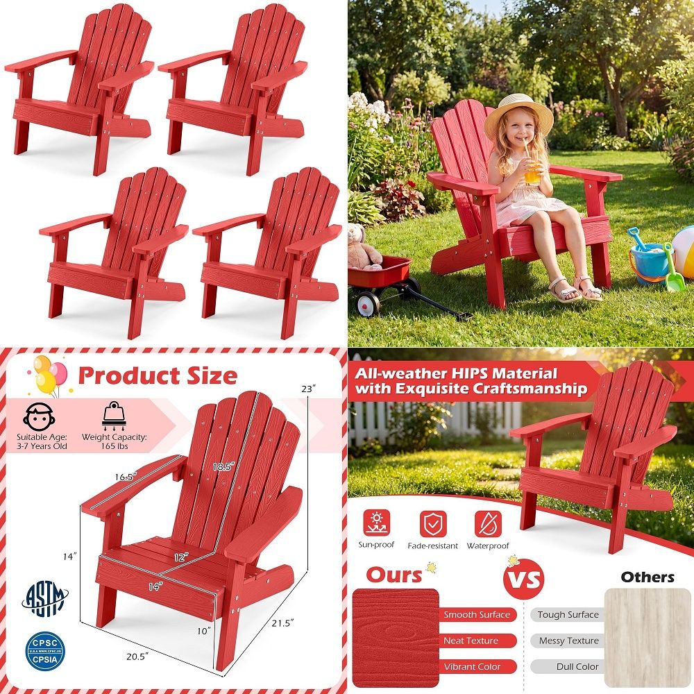 キッズアディロンダックチェア、オールウェザーハイプス幼児用ア - Kids Outdoor Adirondack Chair のレビューと価格